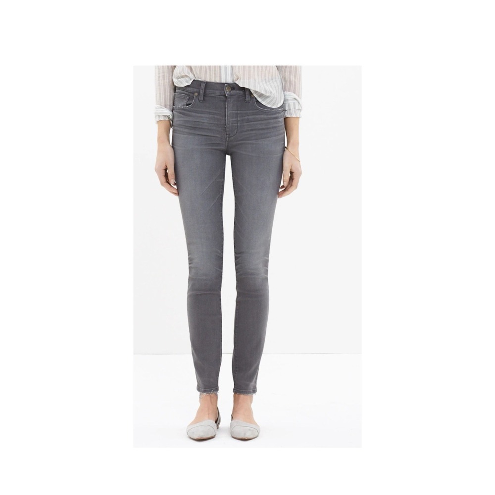 Madewell Women's Skinny Jeans 9 High Rise Gray Denim Size 29T Whiskers Stretch